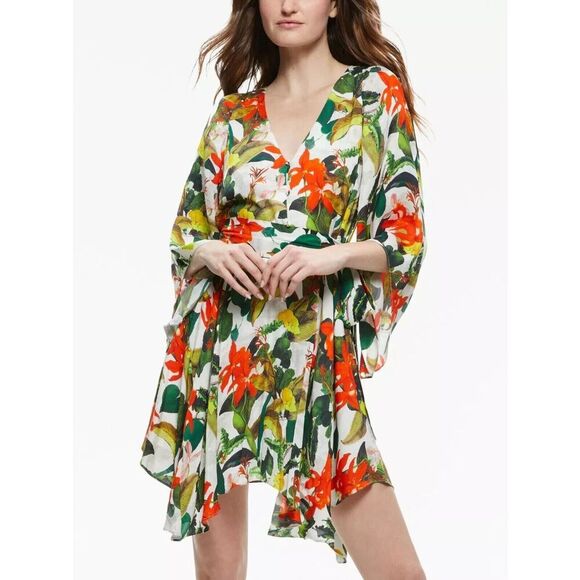 NEW Alice + Olivia Marva floral-print sateen mini dress Size Small - Picture 1 of 8